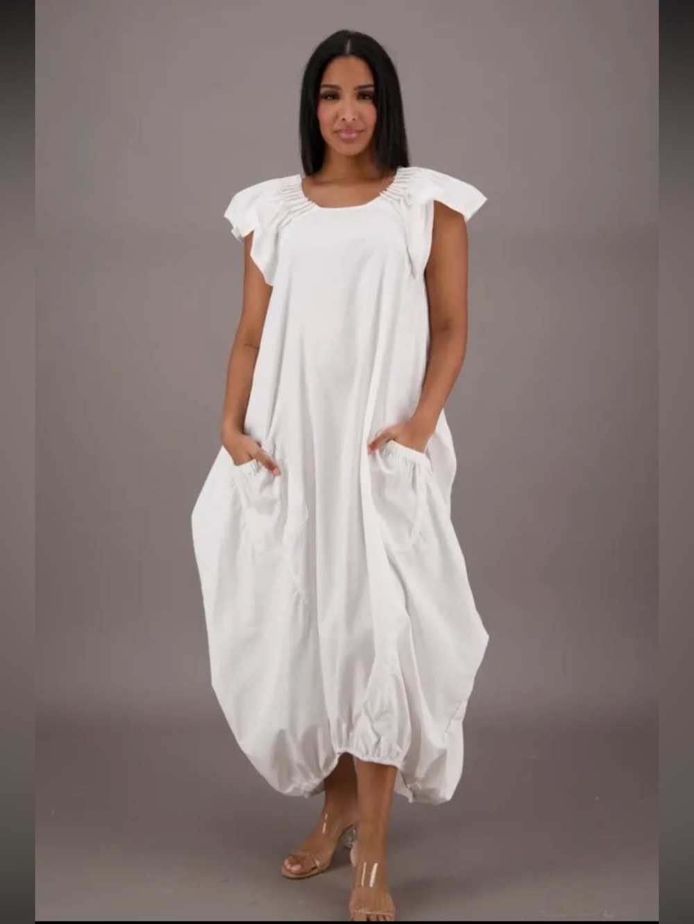Advance Apparels Sleeveless White Flowing Dress